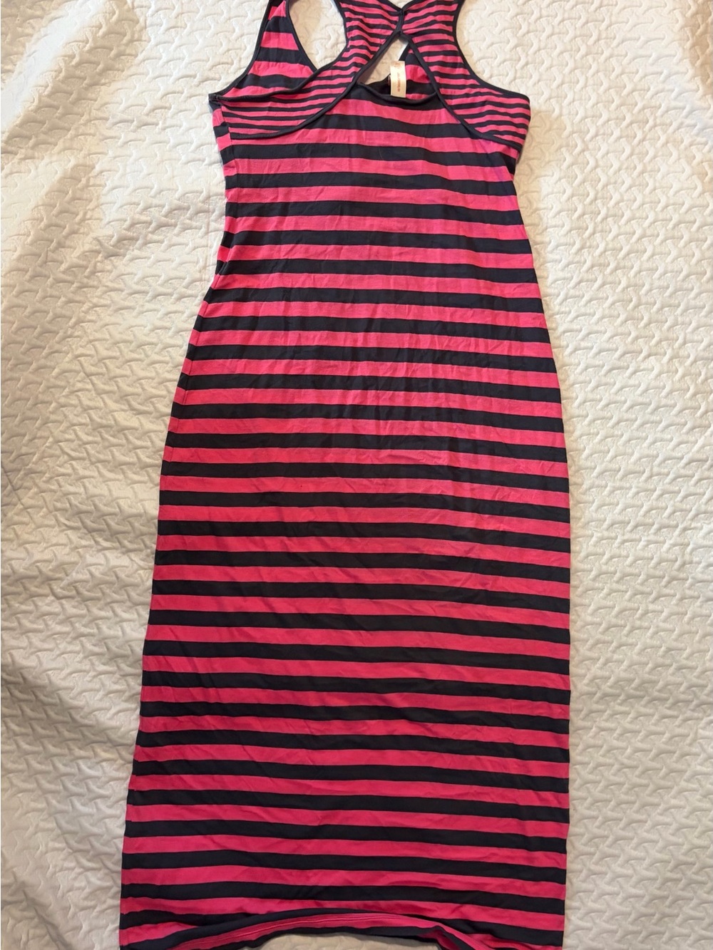 No Boundaries Pink and Black Striped Racerback Maxi Dress - Picture 2 of 2